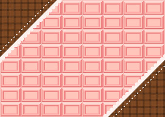 チョコレート風タイルとチェック柄のバレンタイン背景｜A4印刷対応 高画質