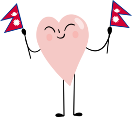 illustration of heart cartoon character with Nepal flag