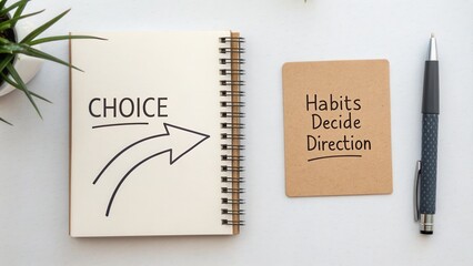 A notebook with choice arrow illustrating habit direction