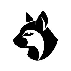 Stylized black and white wolf head logo