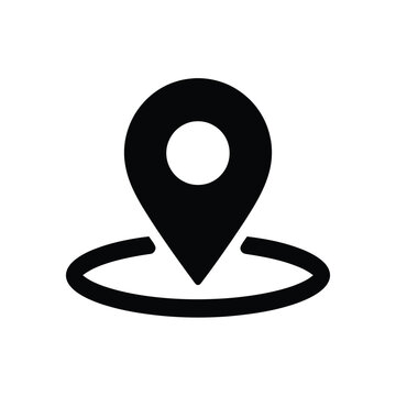 Simple black map marker icon with a circular base illustration