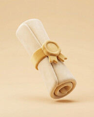 3D diploma scroll with ribbon