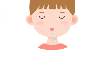 illustration of young boy with drool showing signs of illness
