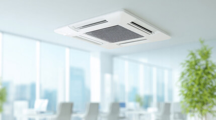 Modern air conditioning unit installed in a bright office space providing optimal comfort and climate control.
