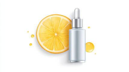 Refreshing skincare serum with lemon slice, representing purity and hydration for glowing skin.