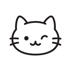 Cute kawaii cartoon cat vector, Simple Minimalist drawing