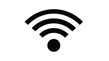 Simple black Wi-Fi signal icon on white background.