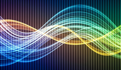 Dynamic Colorful Abstract Fluid Waves Forming a Fantasy Landscape, Layered 3D Render with Photorealistic Lighting