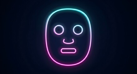 A neon facial mask icon. 