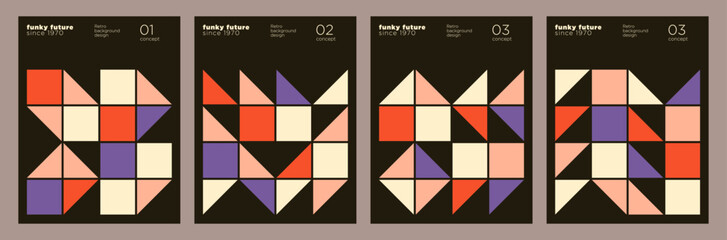 A set of a geometric banners in a colorful abstract style. Vector illustration.