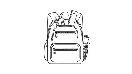 Backpack with school supplies and accessories