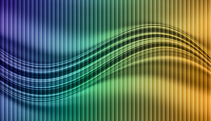 Vertical Ribbed Lines and Flowing Wave Gradient on Dark Background, Abstract Modern Design for UI, Digital Art and Creative Branding