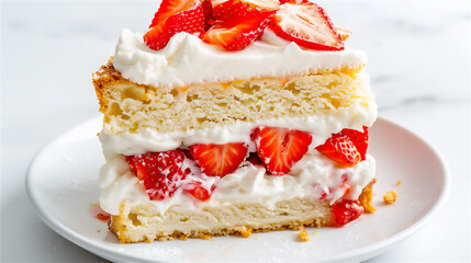 お皿にカットされた苺のショートケーキ