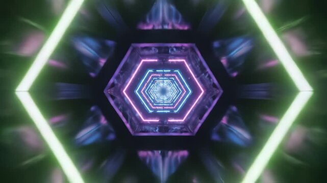 Neon hexagonal tunnel