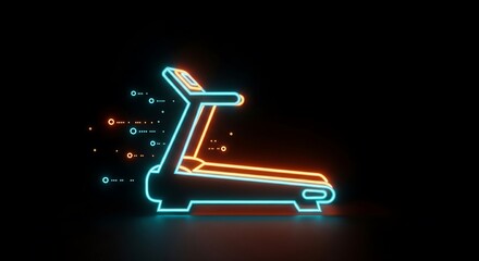 A neon treadmill icon.