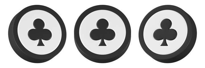 club card icon 3d render black round button