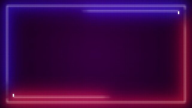 Abstract synthwave neon pixel border with glowing purple and pink frame animation
