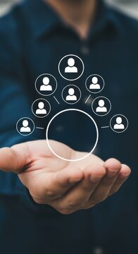 Network team connection leadership communication Empower a professional network held in an open palm conveying trust collaboration and strategic growth with confidence