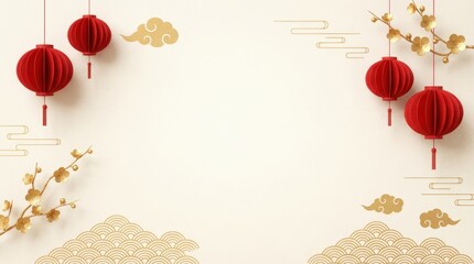 Vibrant lunar new year celebration traditional chinese setting festive decorations cultural environment ornate design joyful concept highlighting unity and prosperity