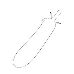 Simple hand-drawn line art illustration of a fresh, elongated, and healthy eggplant vegetable