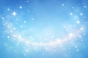 Blue star sparkle light magic soft bokeh background with twinkling particles and ethereal shimmer conveying wonder and celebration