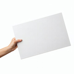 Fototapeta premium Hand holding a blank white card isolated on transparent background
