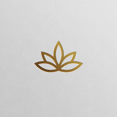 Golden lotus flower symbol isolated on white background. Luxury logo design for beauty, wellness, zen, yoga, spa, hotel, medical companies.	
