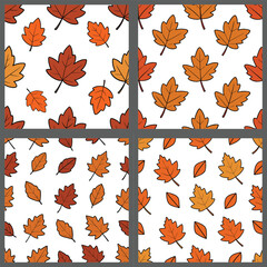 Fototapeta premium Warm Autumn Leaves Seamless Pattern in Orange Tones