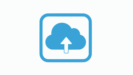 Cloud upload icon with blue outline and white background