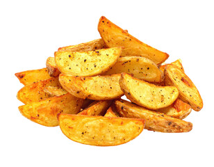 A pile of seasoned, golden-brown wedges with a crispy exterior