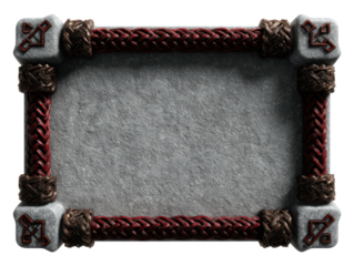 Ornate stone frame with intricate celtic knot design and symbols