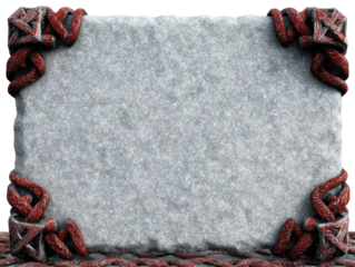 Intricate red and gray knotted frame with celtic designs