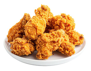 A plate of golden-brown, crispy fried chicken, showcasing a delectable fast-food meal