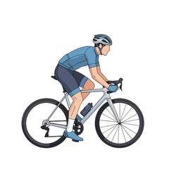 Fototapeta premium Male cyclist riding a road bike, wearing helmet and cycling apparel, dynamic illustration