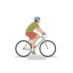 Obraz premium Man riding a bicycle with helmet, healthy lifestyle, outdoor activity, flat design