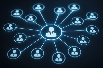 Network connection collaboration partnership ecosystem relationship A central glowing hub connecting multiple partner profiles in a professional business network conveying trust