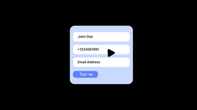 Website sign up process, user account registration animation, generating lead stock animated video, collecting customer data from lead campaign 2d animation, alpha Matte