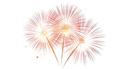 Three Red and White Fireworks Bursts Against Black Background