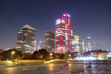 서울시 한강공원과 여의도 빌딩의 야경 © jeong