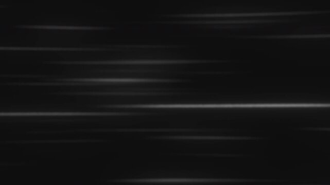 Abstract monochrome background with fast horizontal white motion blur lines and glitch effect
