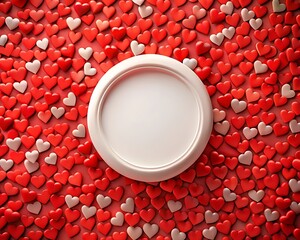 White plate on heartshaped background
