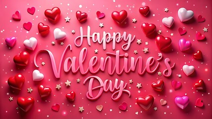 Happy Valentines Day Card with Hearts