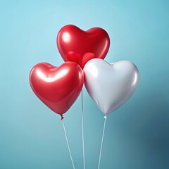 Heartshaped balloons in red and white