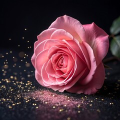 Pink Rose on Sparkling Background