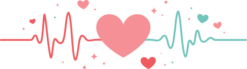 Minimalist Heartbeat Lifeline Divider with Heart and EKG Pulse Line