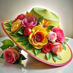 Colorful Flower Hat on White Background