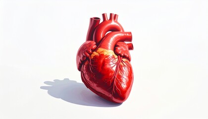 Anatomical Heart: A detailed depiction of a human heart, capturing its intricate structure and vibrant essence, set against a pristine backdrop.