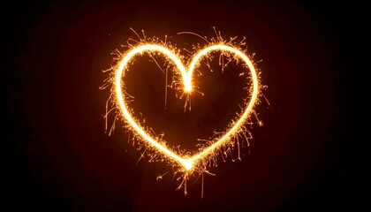 Burning Heart Spark: A golden heart formed by glowing sparks against a dark backdrop, symbolizing passion, love, and warmth.