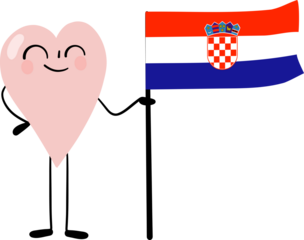 illustration of Hearth cartoon character with croatian flag