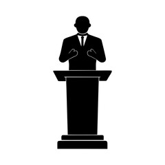 Minimalist Formal Public Speaking Icon at Podium for Professional Presentation